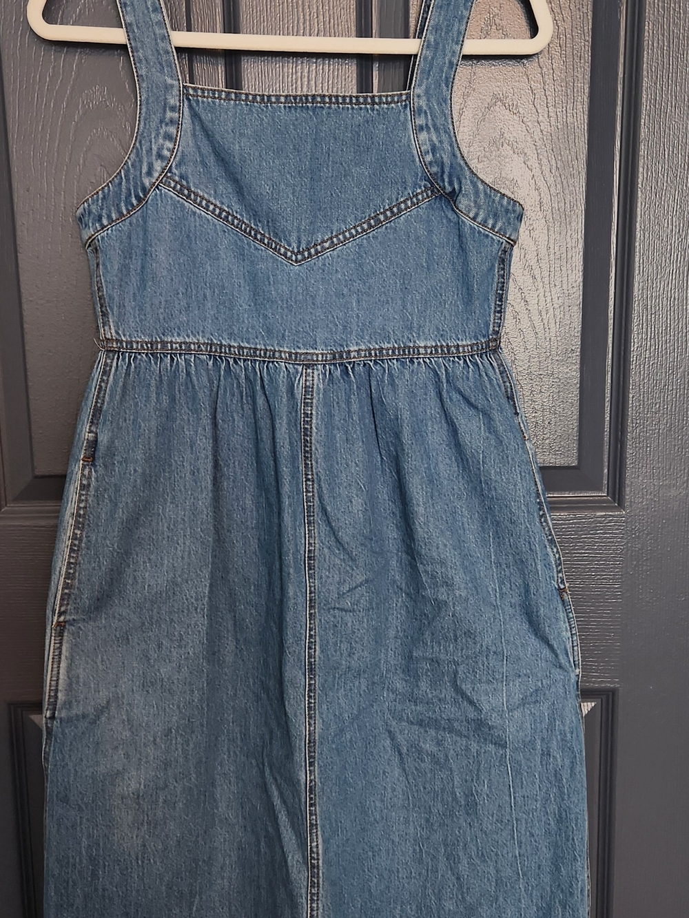 Madewll Denim Apron Midi Dress - Picture 2 of 7